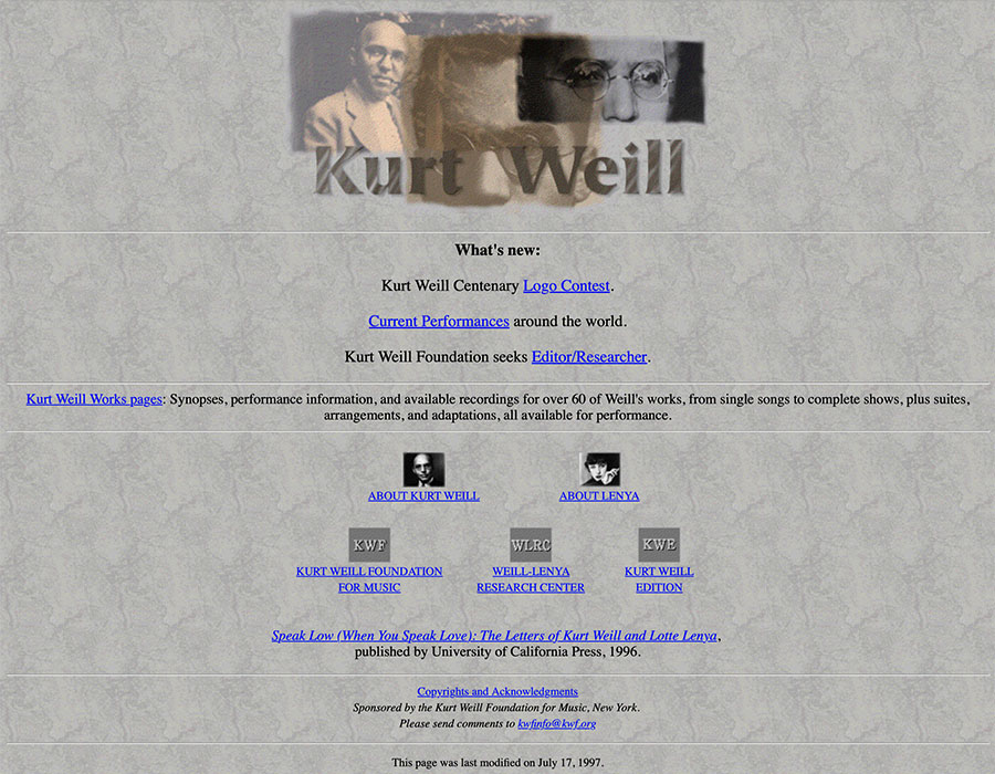 KWF web site screenshot 1997