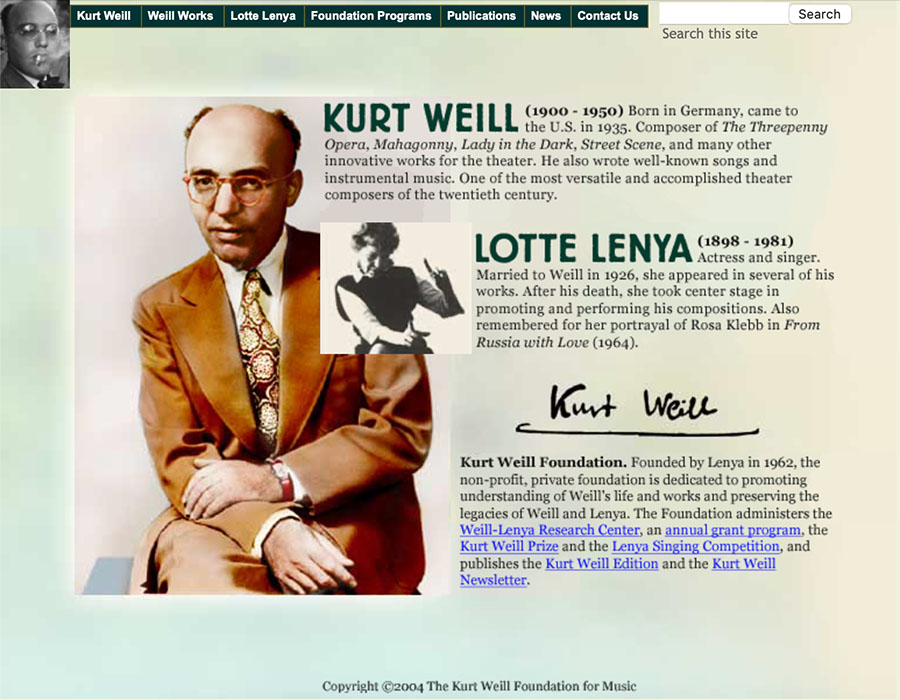 KWF web site screenshot 2004