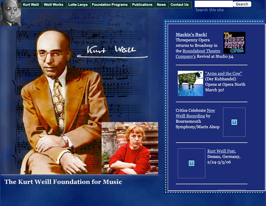 KWF web site screenshot 2005