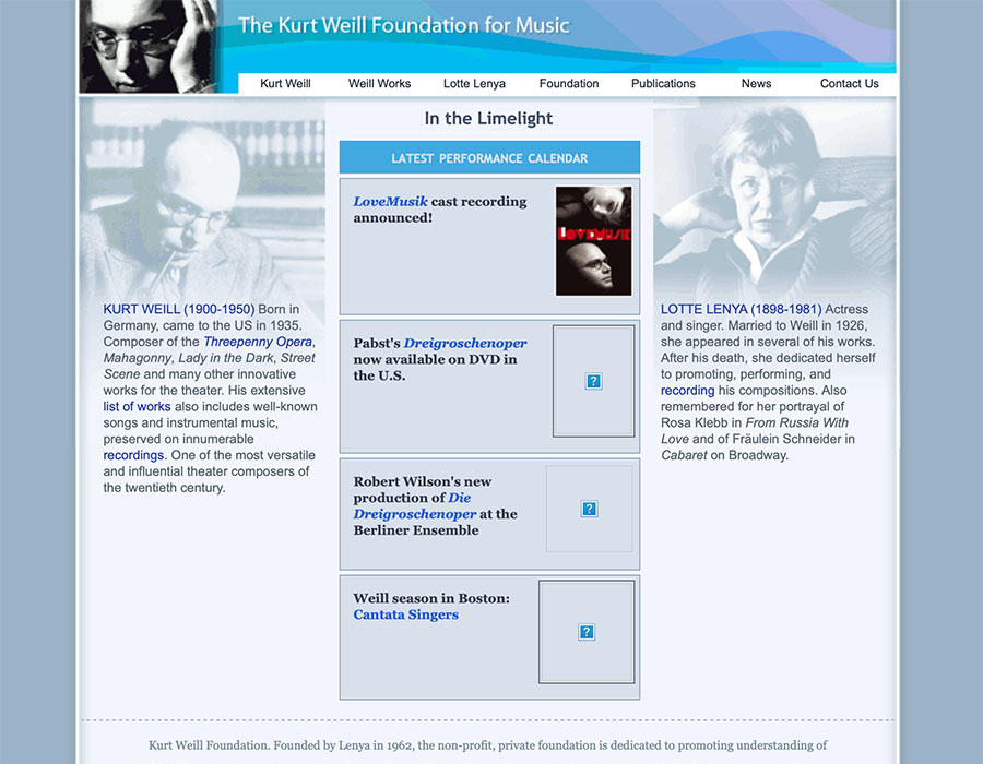 KWF web site screenshot 2007