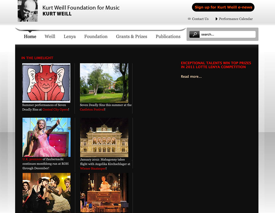 KWF web site screenshot 2011